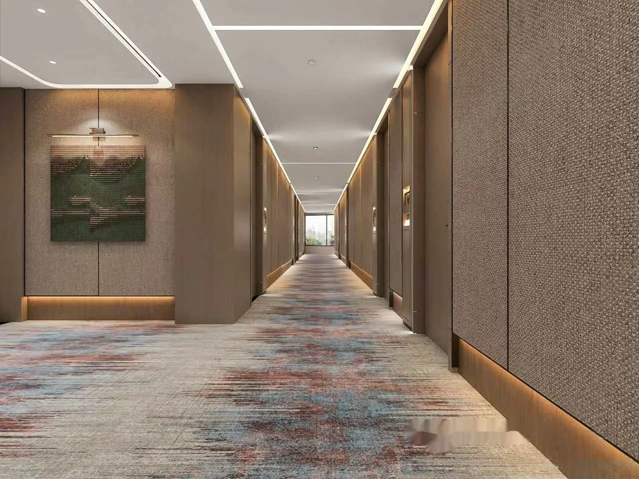Long Hallway With Abstract Art 3D Model – 8145 – VRAY Render