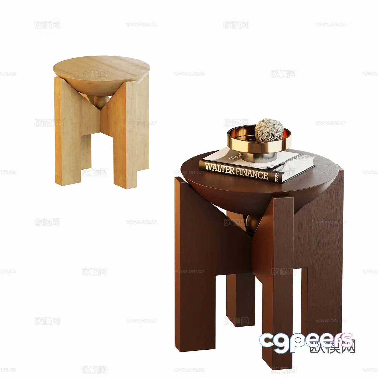 Middle-aged round table angle table side table 3D model