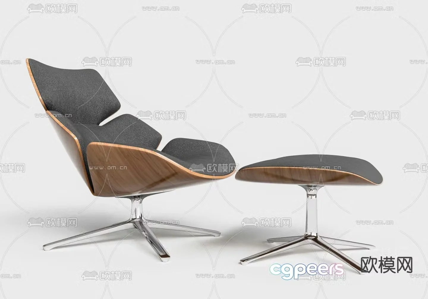 Modern leisure chair recliner footrest 3d model
