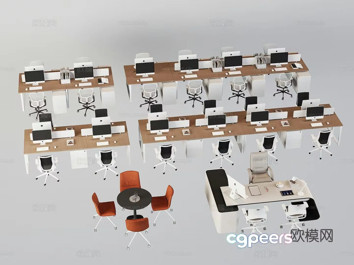 Modern office desk and chair workbench 3d model