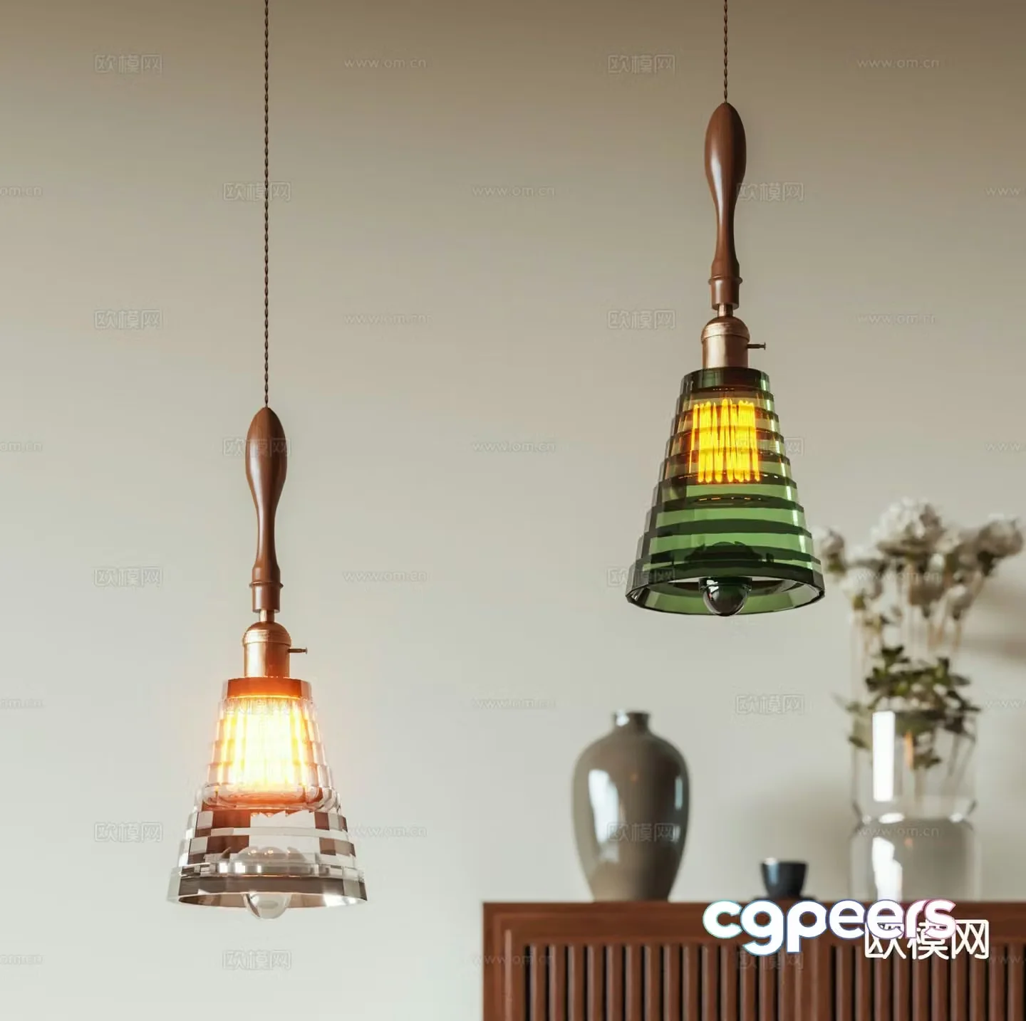 French glass chandelier 3d model