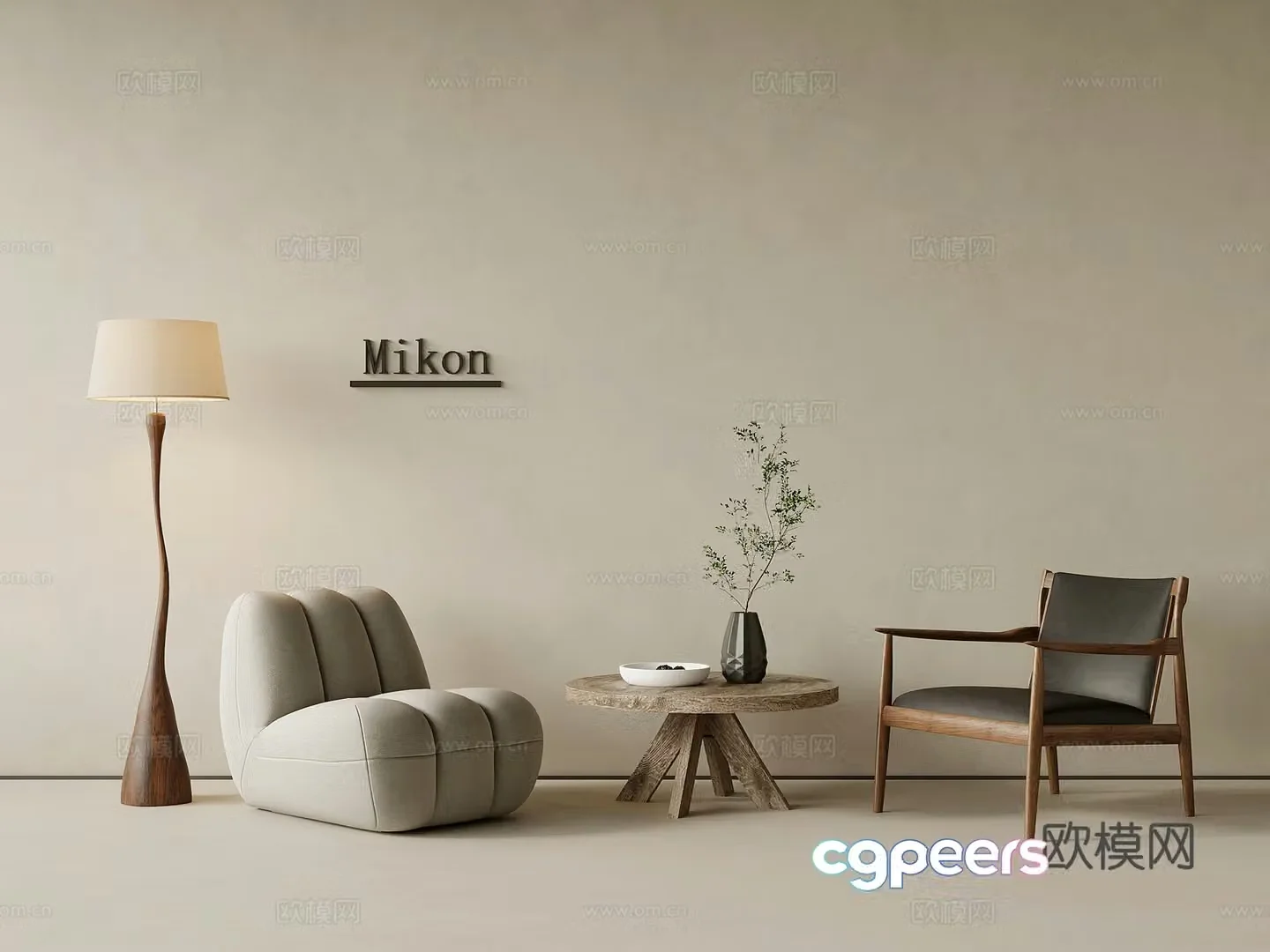 Leisure chair Jijifeng leisure chair single sofa coffee table floor lamp 3d model