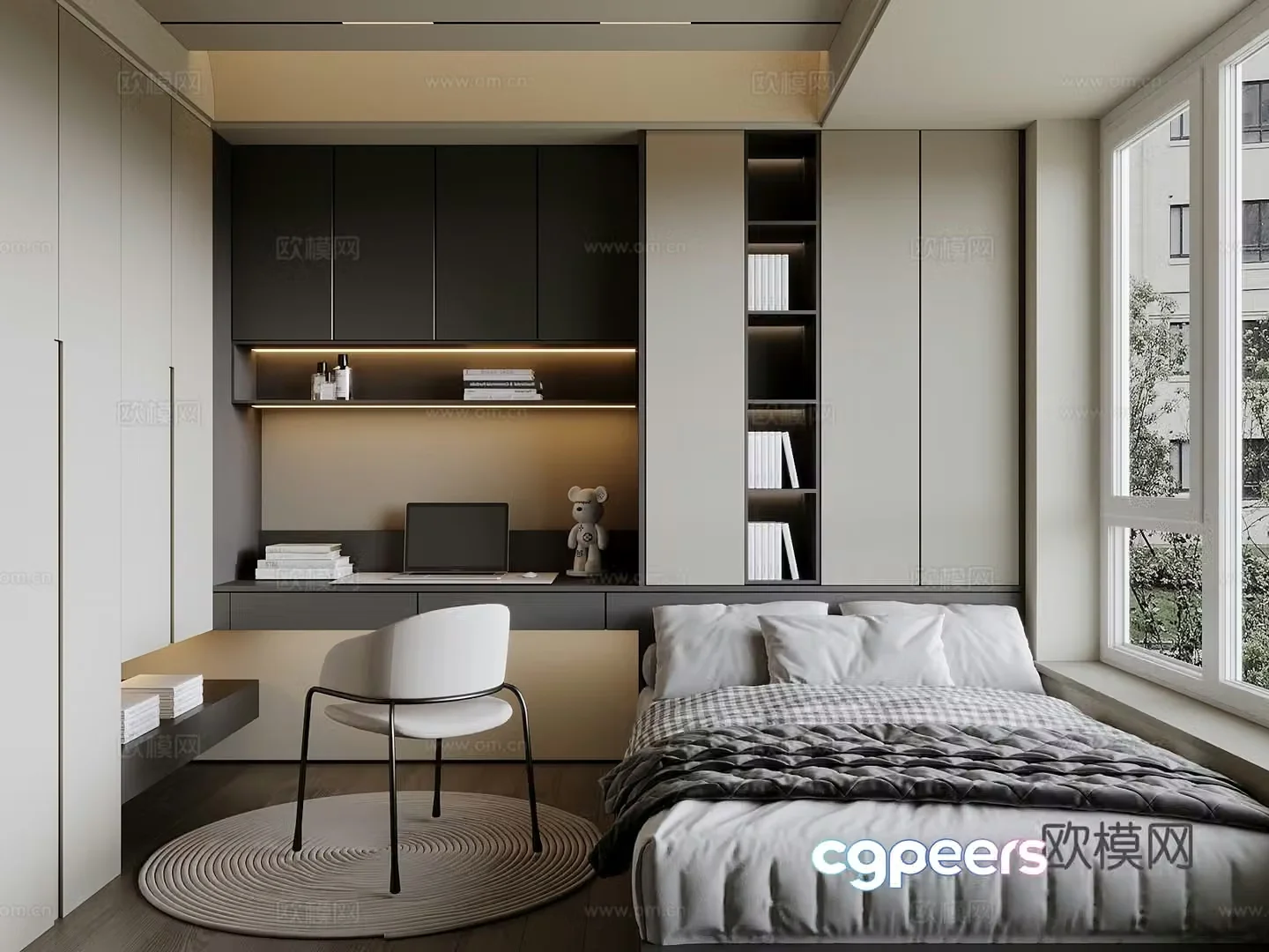 13 modern Italian tatami bedroom double bed 3d model