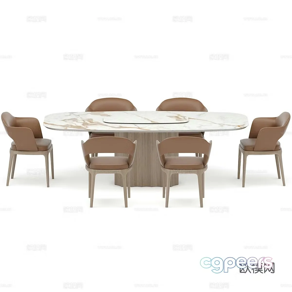 Modern dining table and chairs marble dining table 3d model