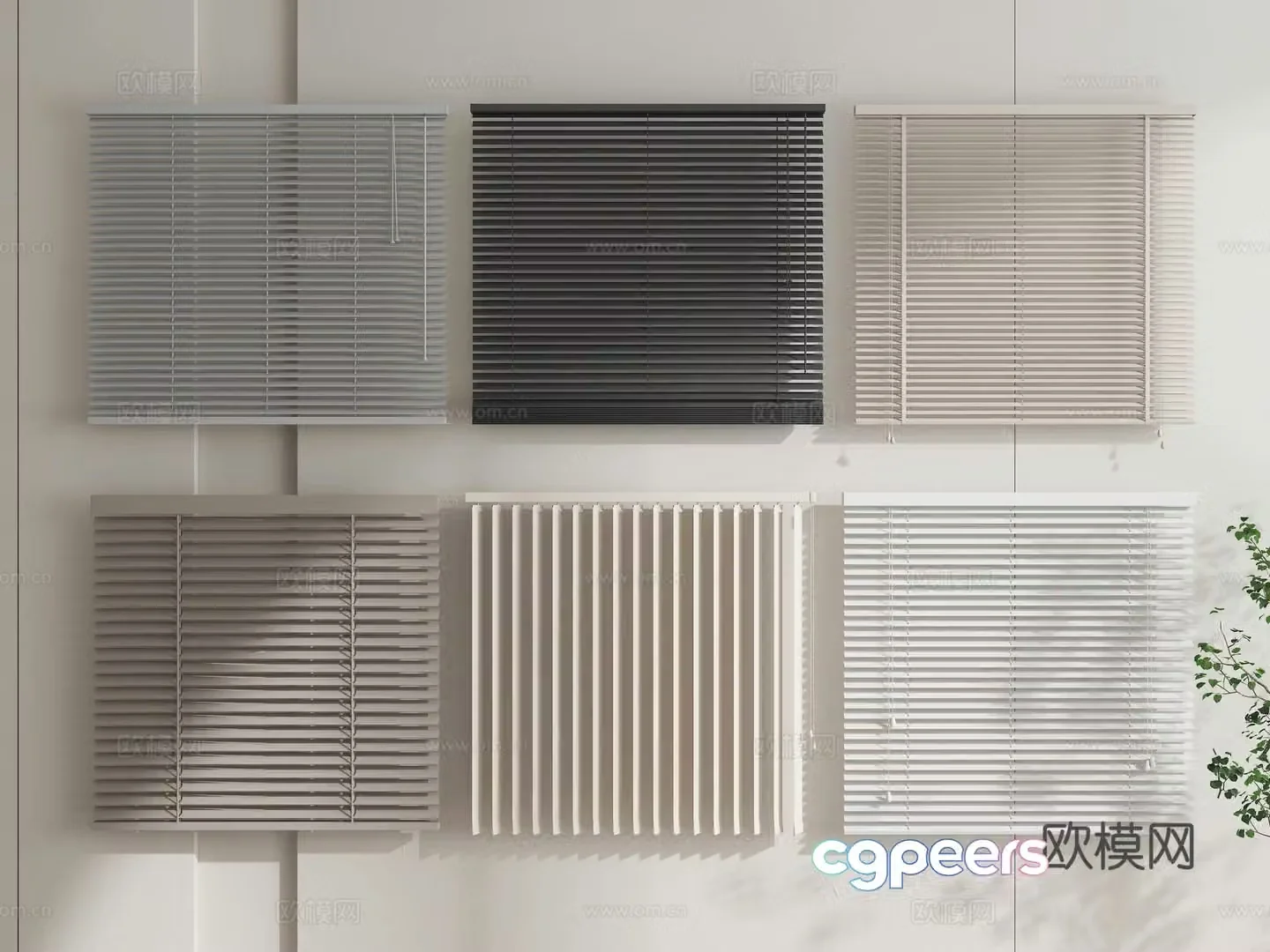 Modern venetian blinds curtains roller blinds pull curtains blackout blinds 3D model