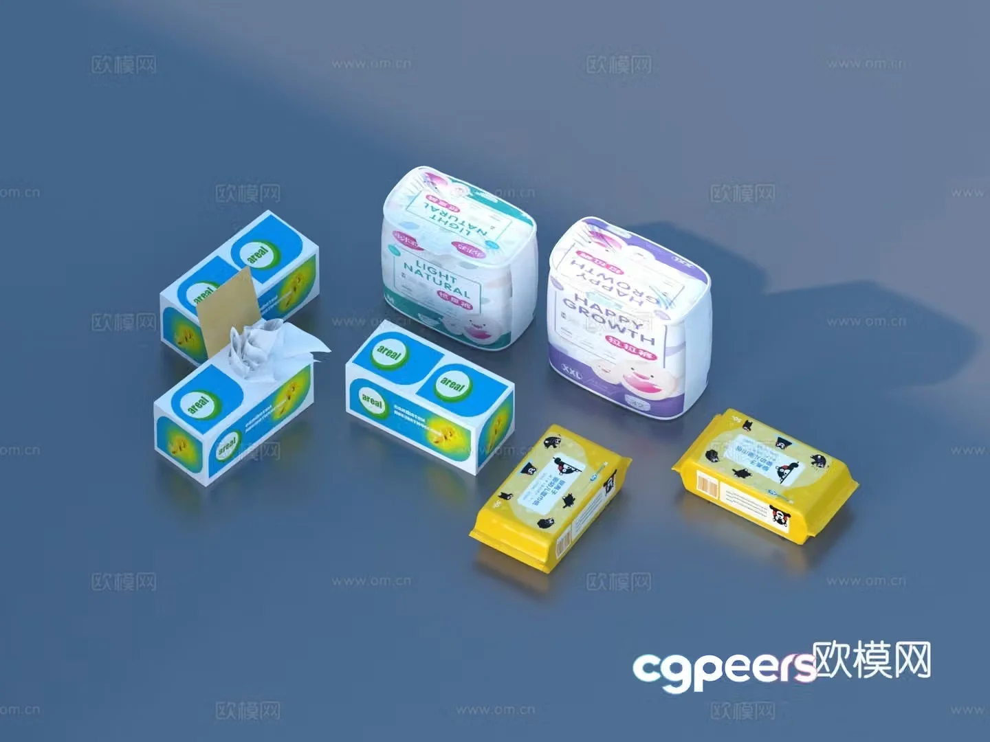 Diaper wipes toilet paper tissue paper towel paper 3d model