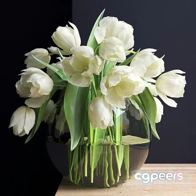 3ds Max Free – Bouquet of flowers in a vase 20
