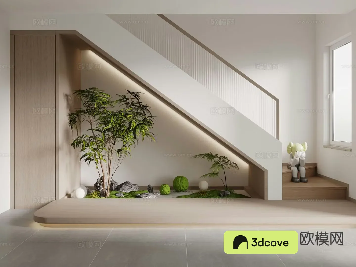 Modern stairwell landscape sketch