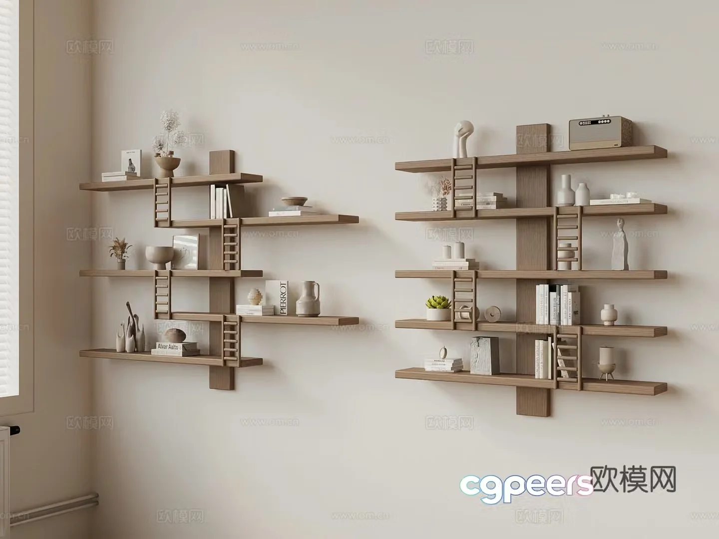 Nordic bookshelf shelf 3D model