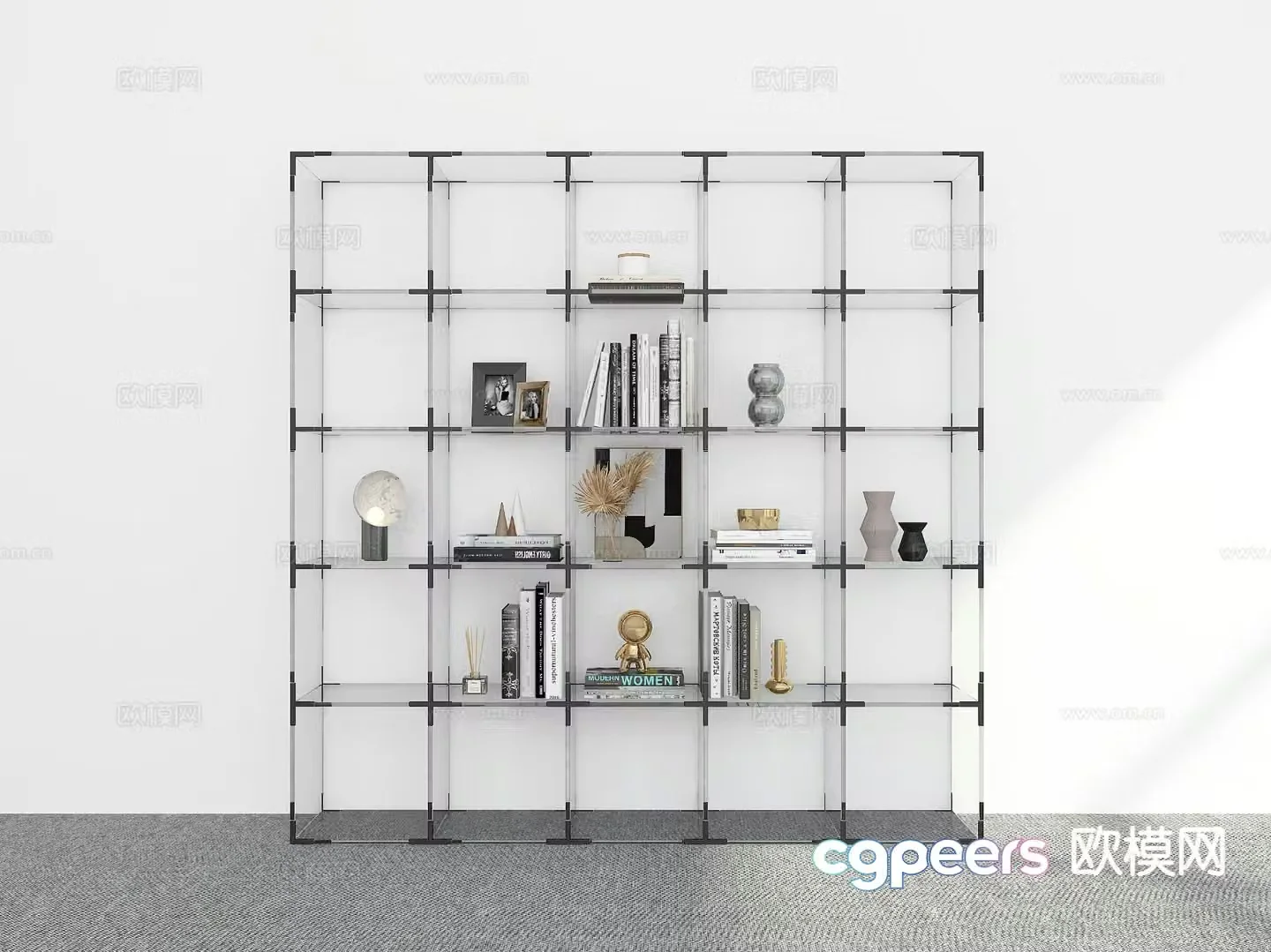 Modern bookshelf acrylic bookcase 3d model