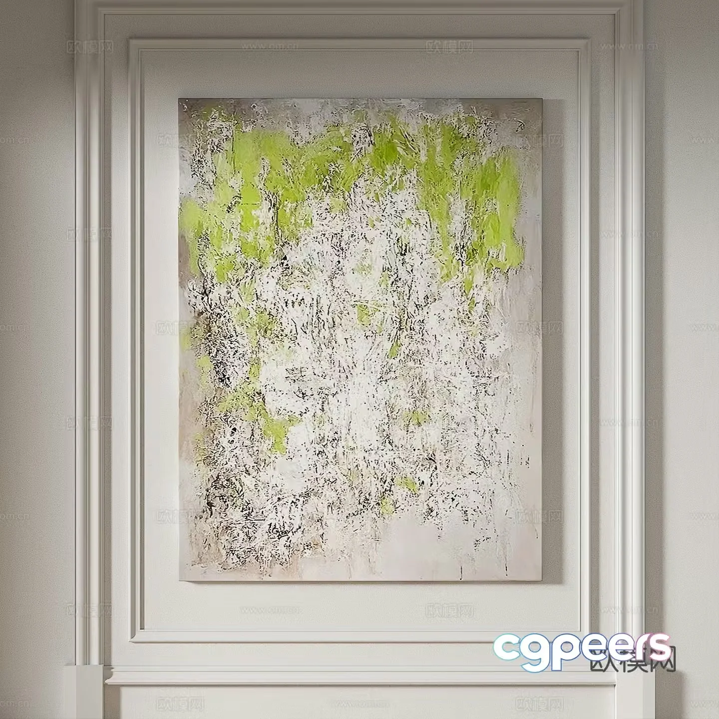 Modern simple texture abstract light luxury wasabi three-dimensional decorative painting 3d model