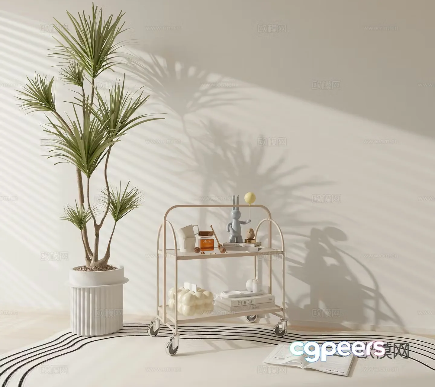 Moving side potted ornaments 3D model