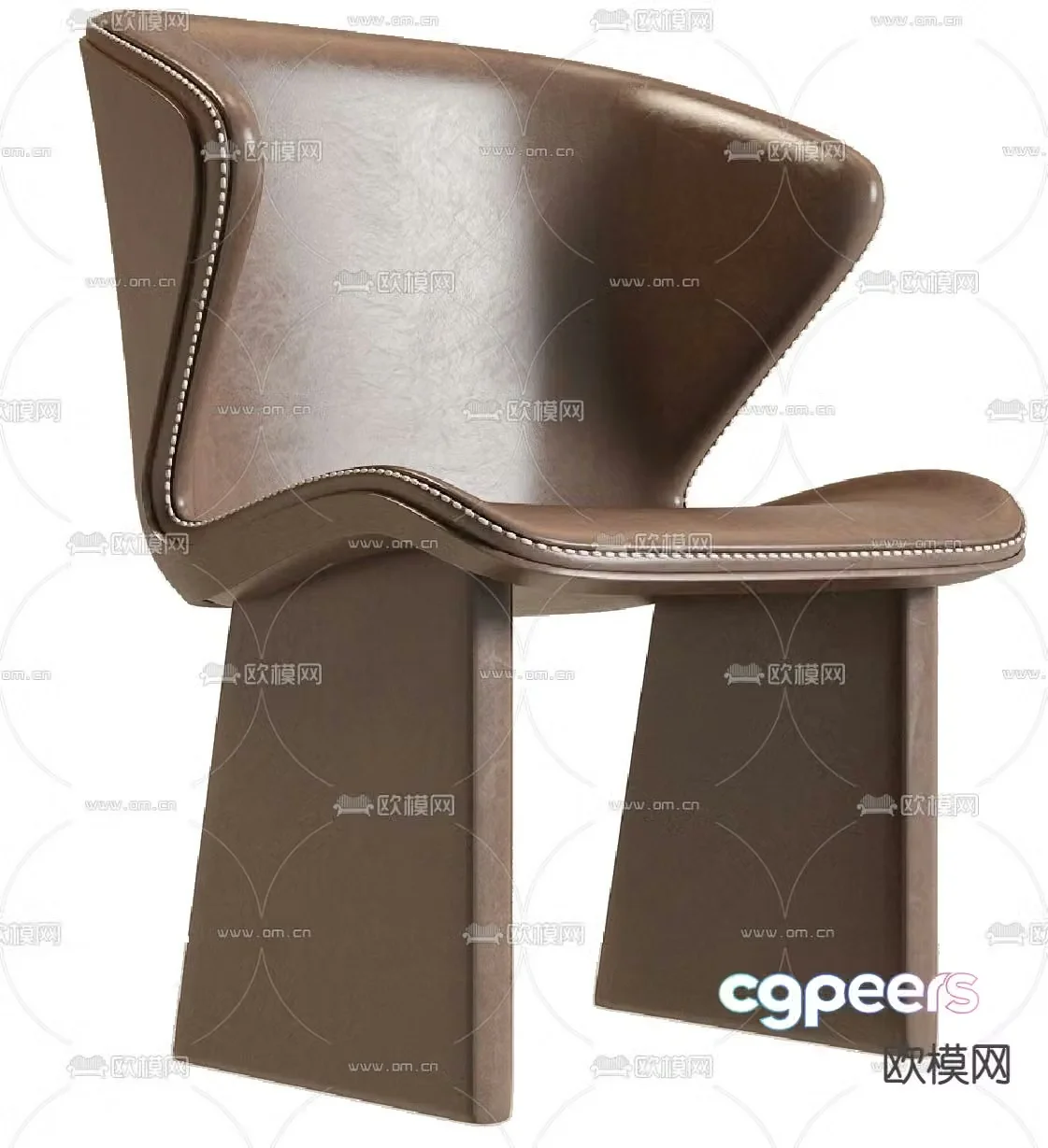 Minotti modern leather side chair 3d model
