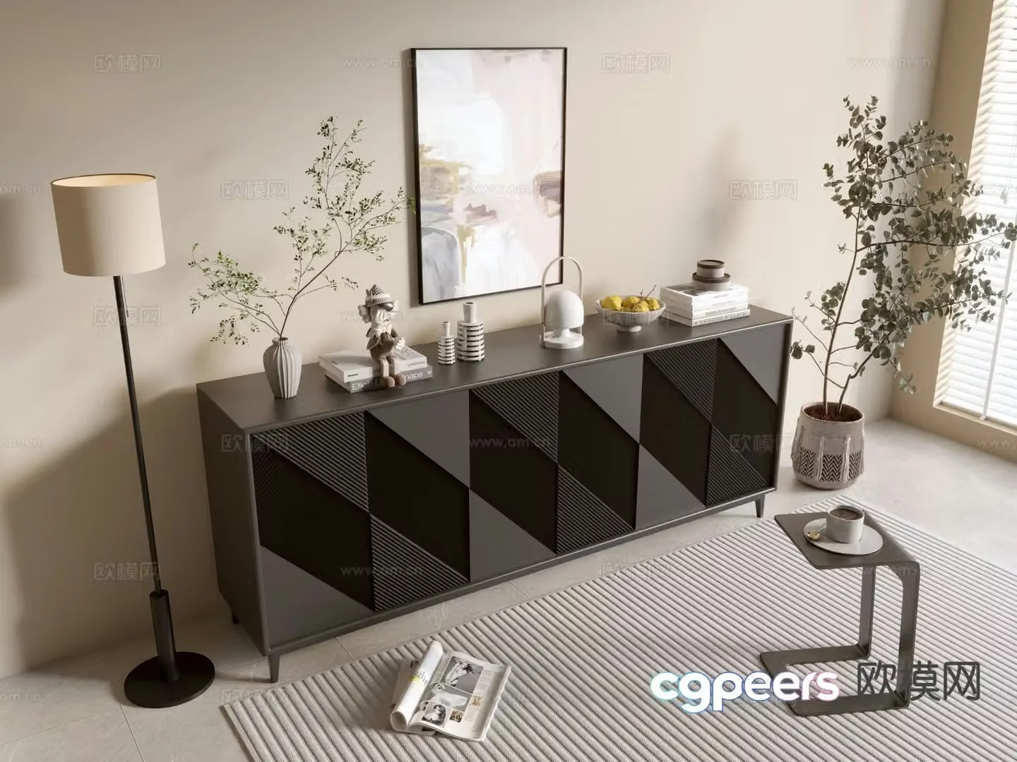 Modern entryway cabinet side cabinet 3d model
