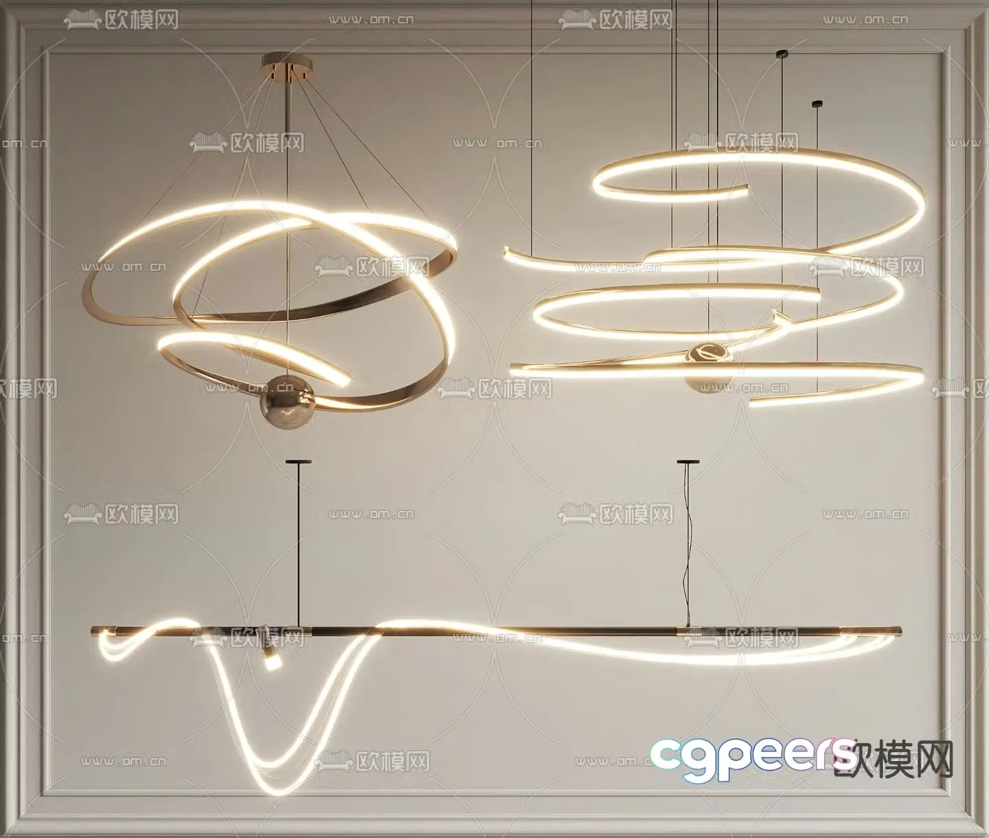 Hall chandelier straight chandelier ring chandelier 3D model