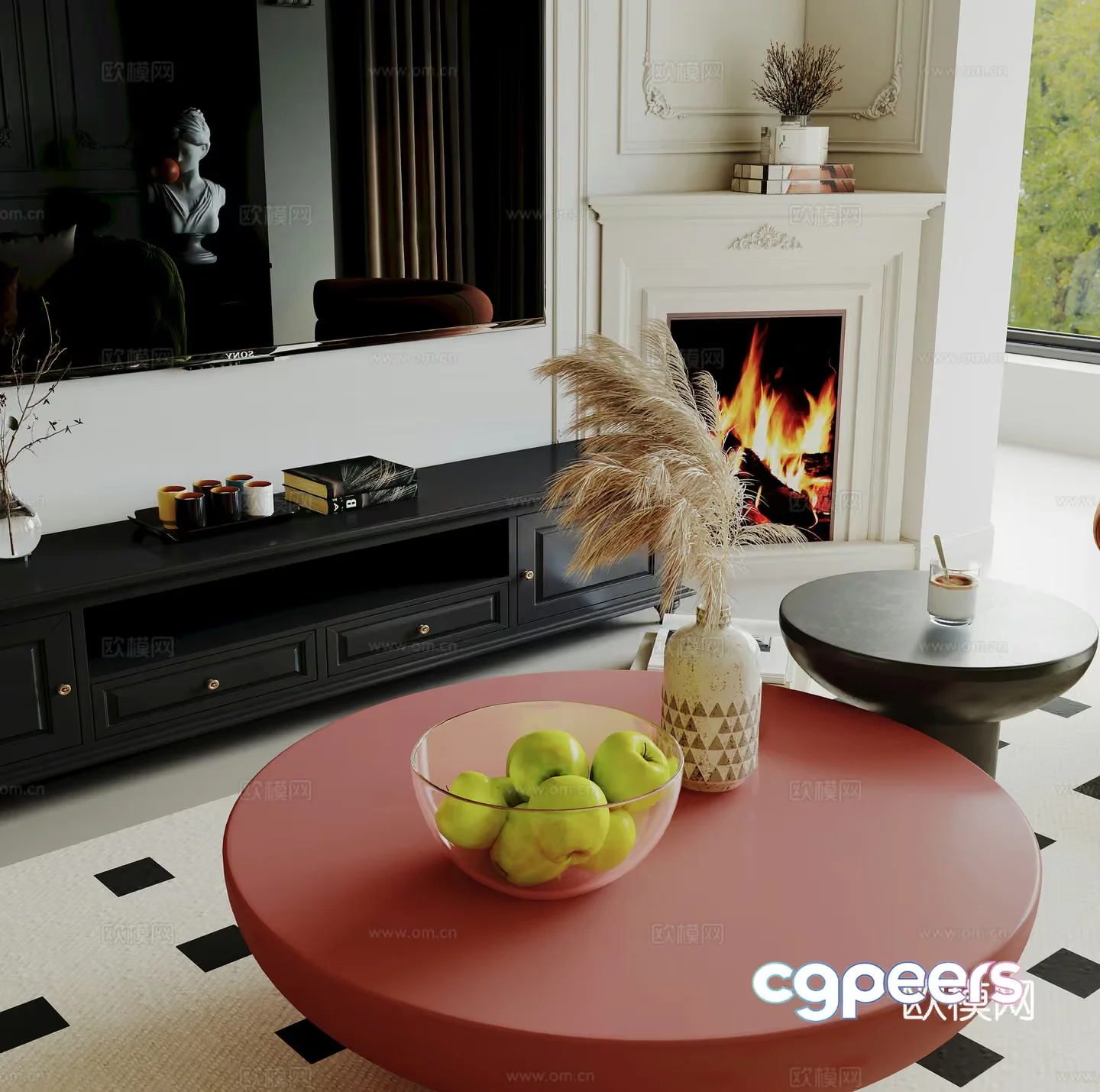 Modern Living Room 3D Model – 1244 – VRAY Render