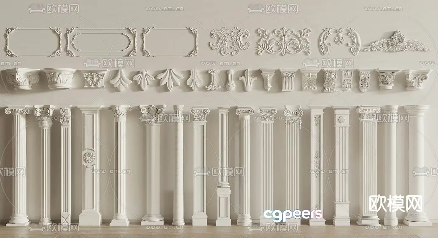 European column Roman column carved style 3d model