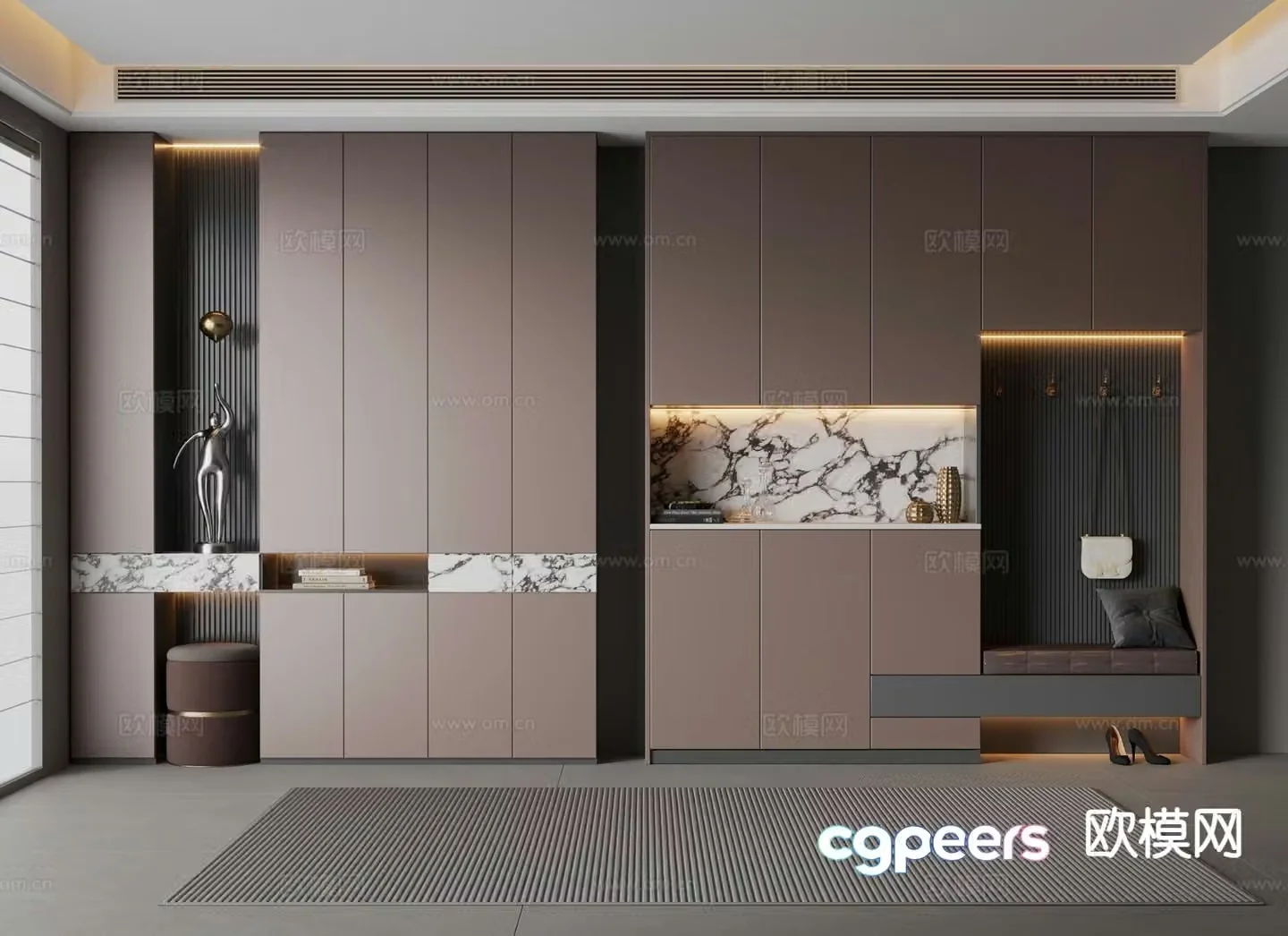 Italian style shoe cabinet Entrance shoe cabinet 3D model