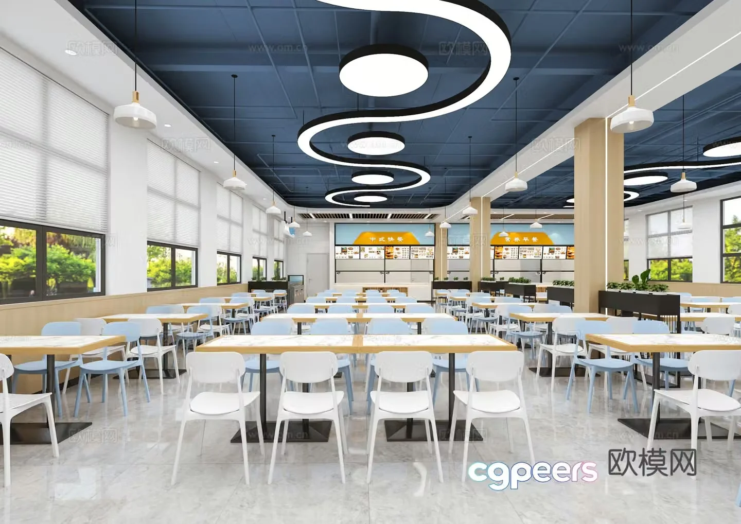 School canteen university canteen staff canteen open stall internet celebrity canteen 3D model