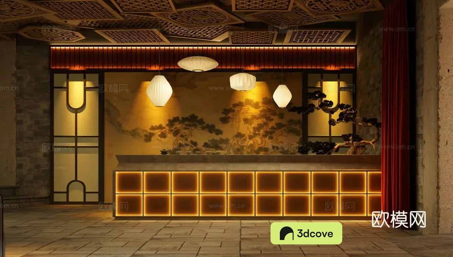 Modern new Chinese hotel front desk Foot massage shop front desk Foot massage shop