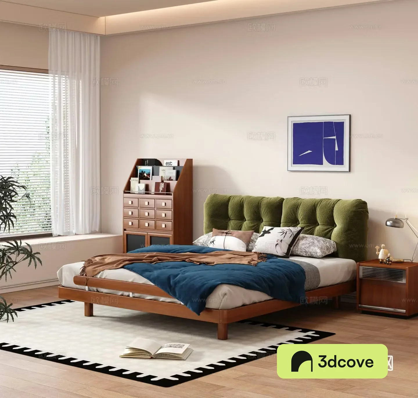 Modern medieval double bed Master bedroom bed Solid wood bed Modern medieval double bed Bauhaus double bed