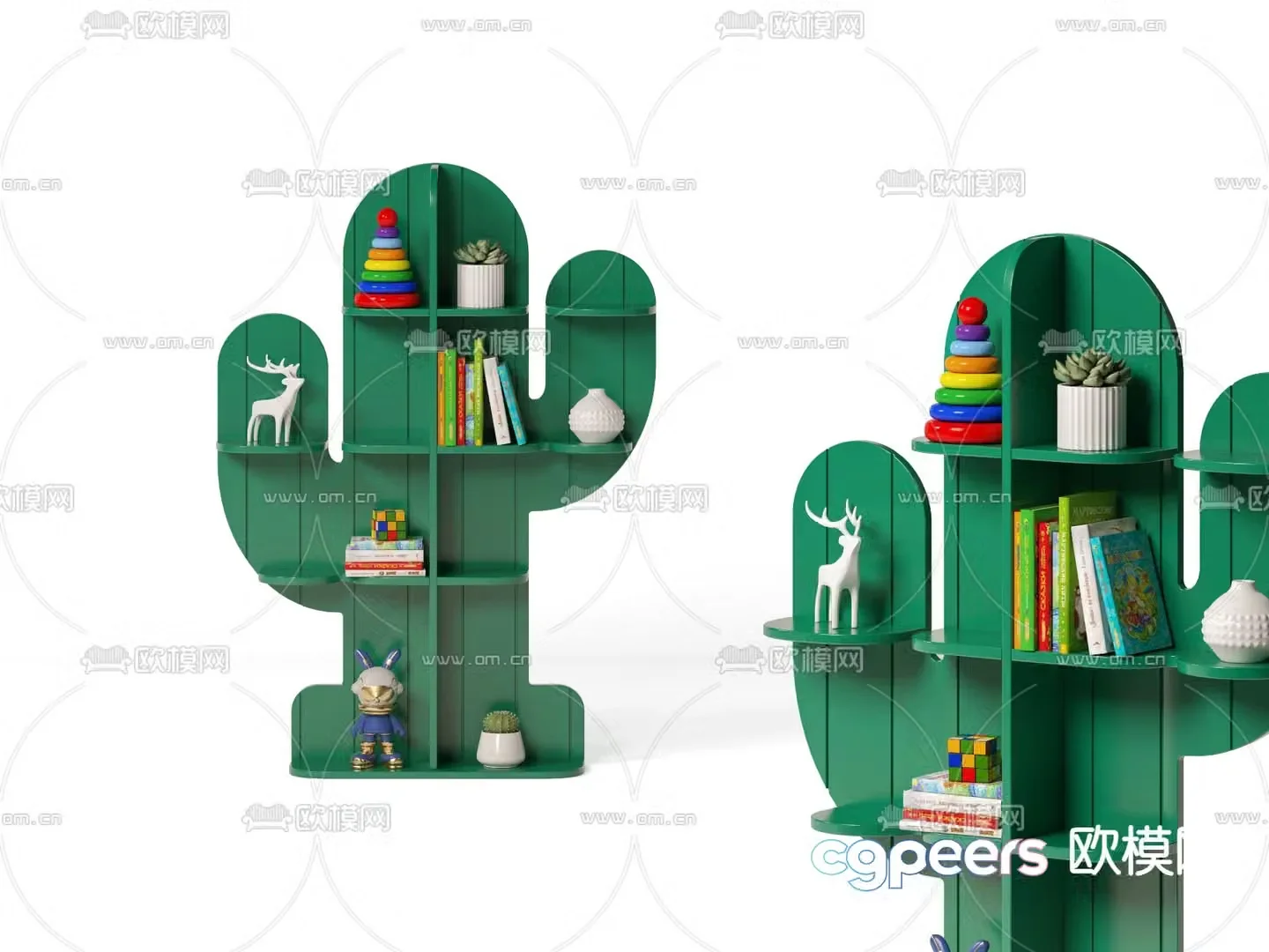 Children’s cabinet cactus bookshelf 3d model