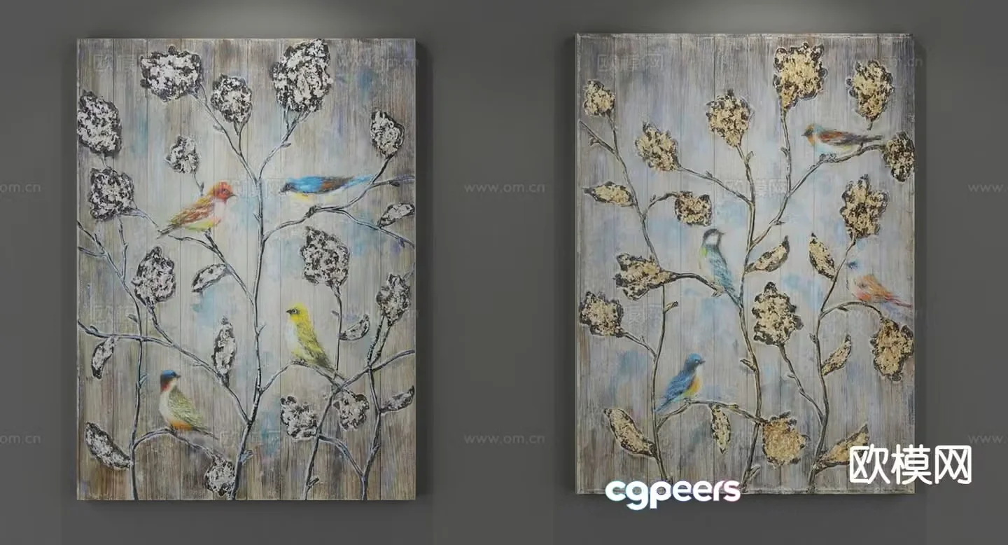 Nordic oil painting small fresh decorative painting 3d model