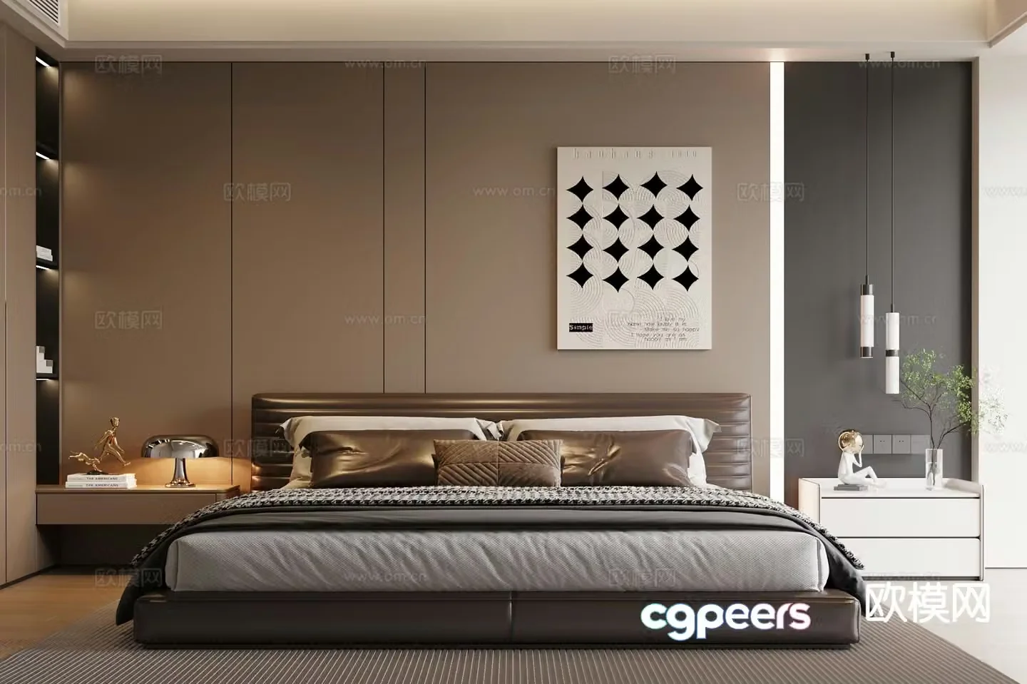 Italian double bed finished bed 3d model