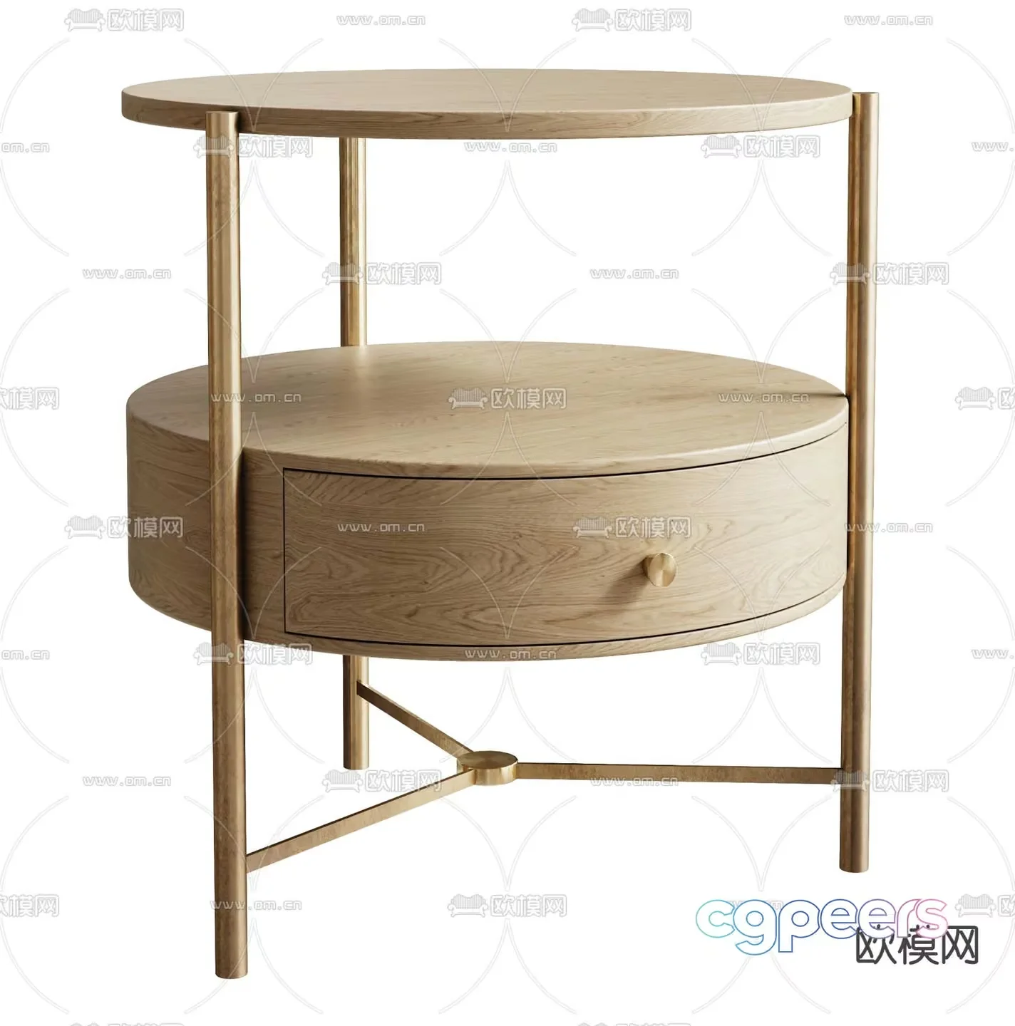 A Light-Colored Wooden Table With A Drawer 3D Model – 6479 – VRAY Render