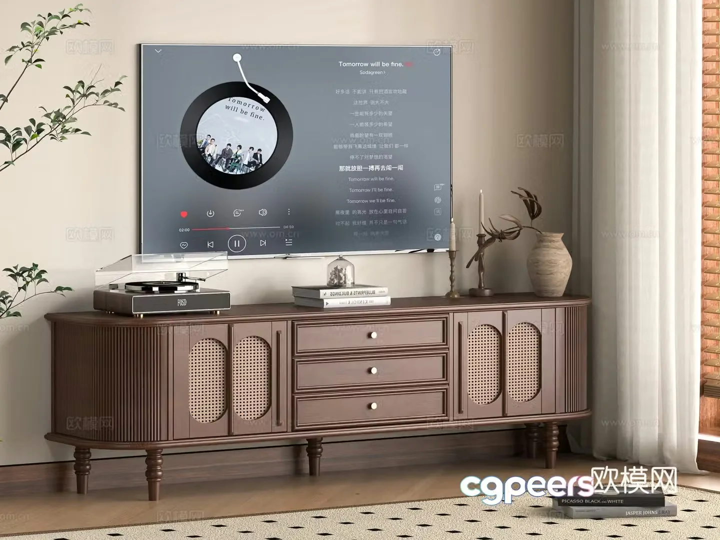 Middle-aged TV cabinet 3D model