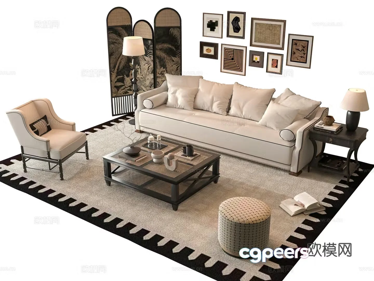 American sofa combination 3D model