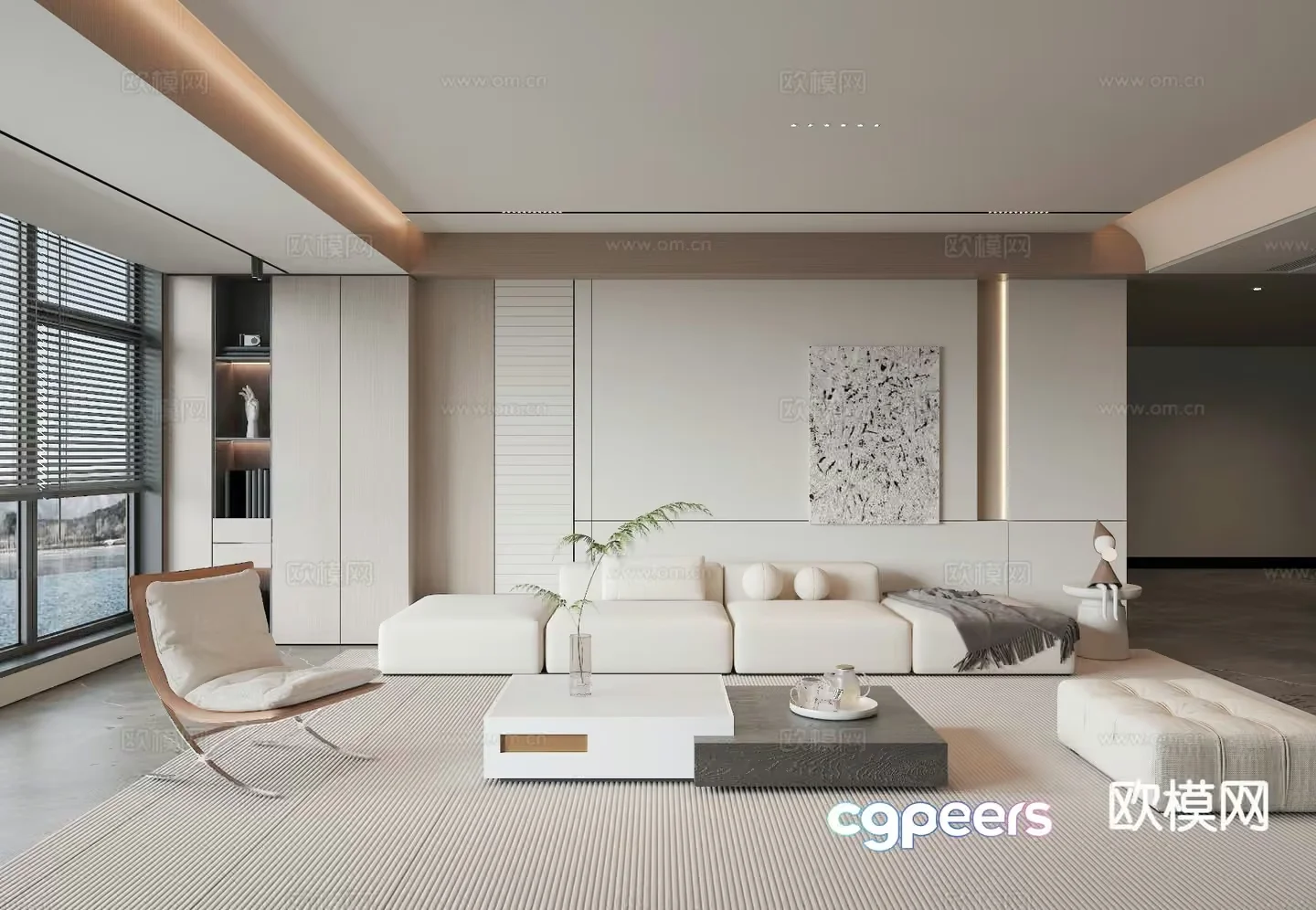 Modern Living Room 3D Model – 14365 – VRAY Render