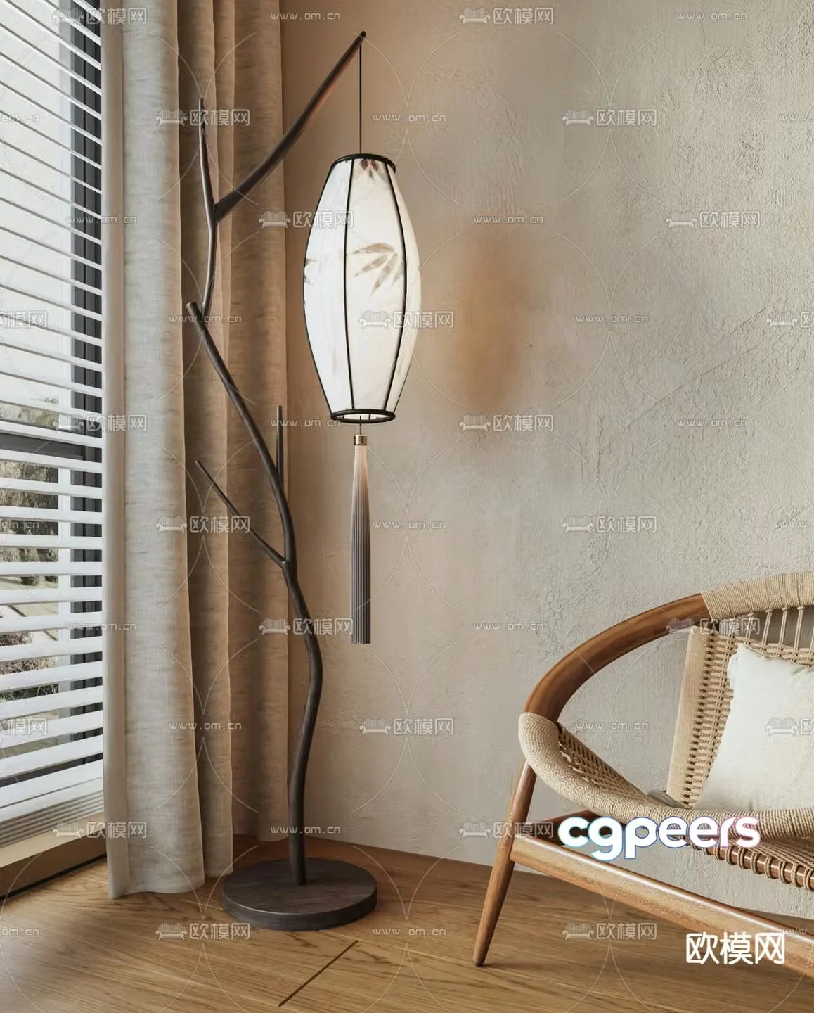 New Chinese style floor lamp Zen floor lamp lantern 3d model