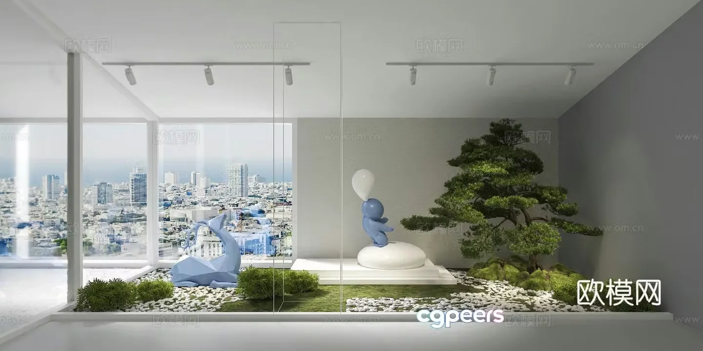 Modern interior landscape sculpture 3d model