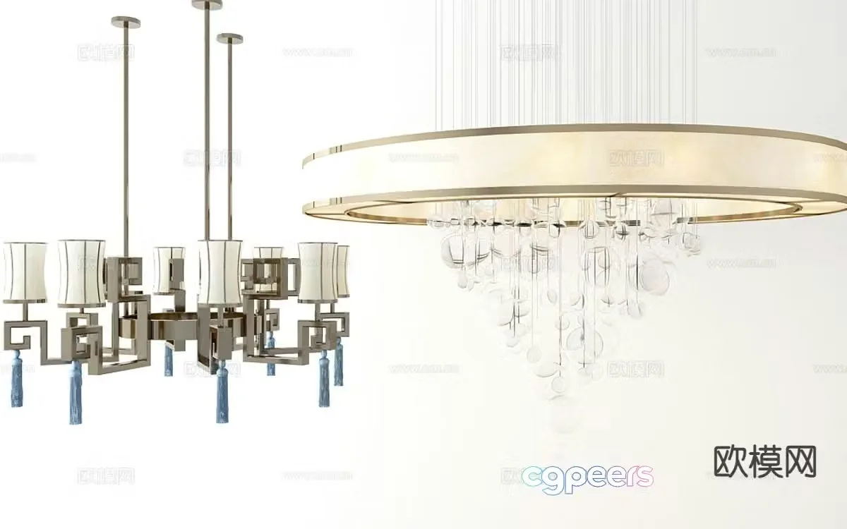 New Chinese style chandelier hall chandelier 3d model