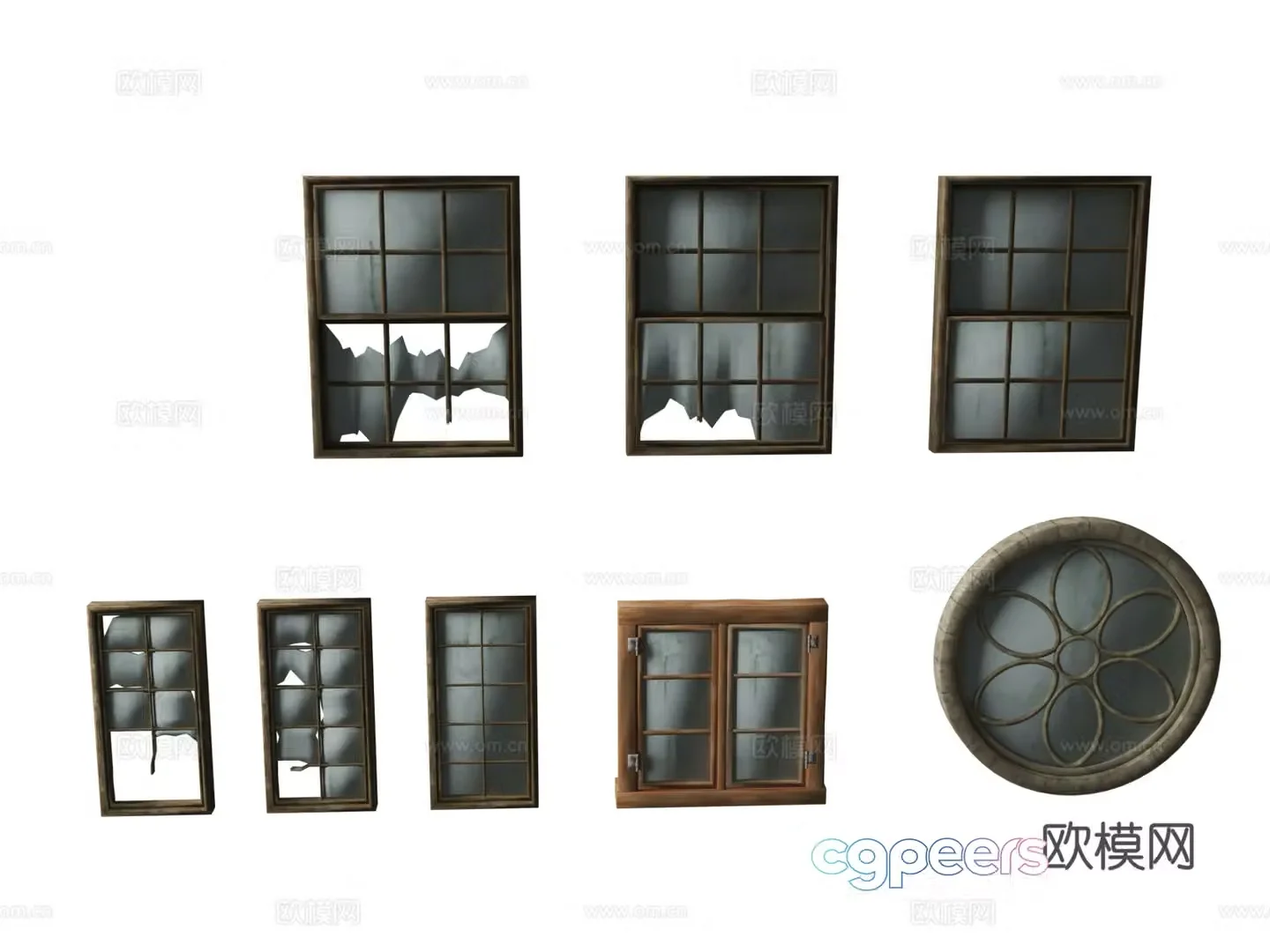 Window Collection World War II War Architecture Military Theme 3D Model