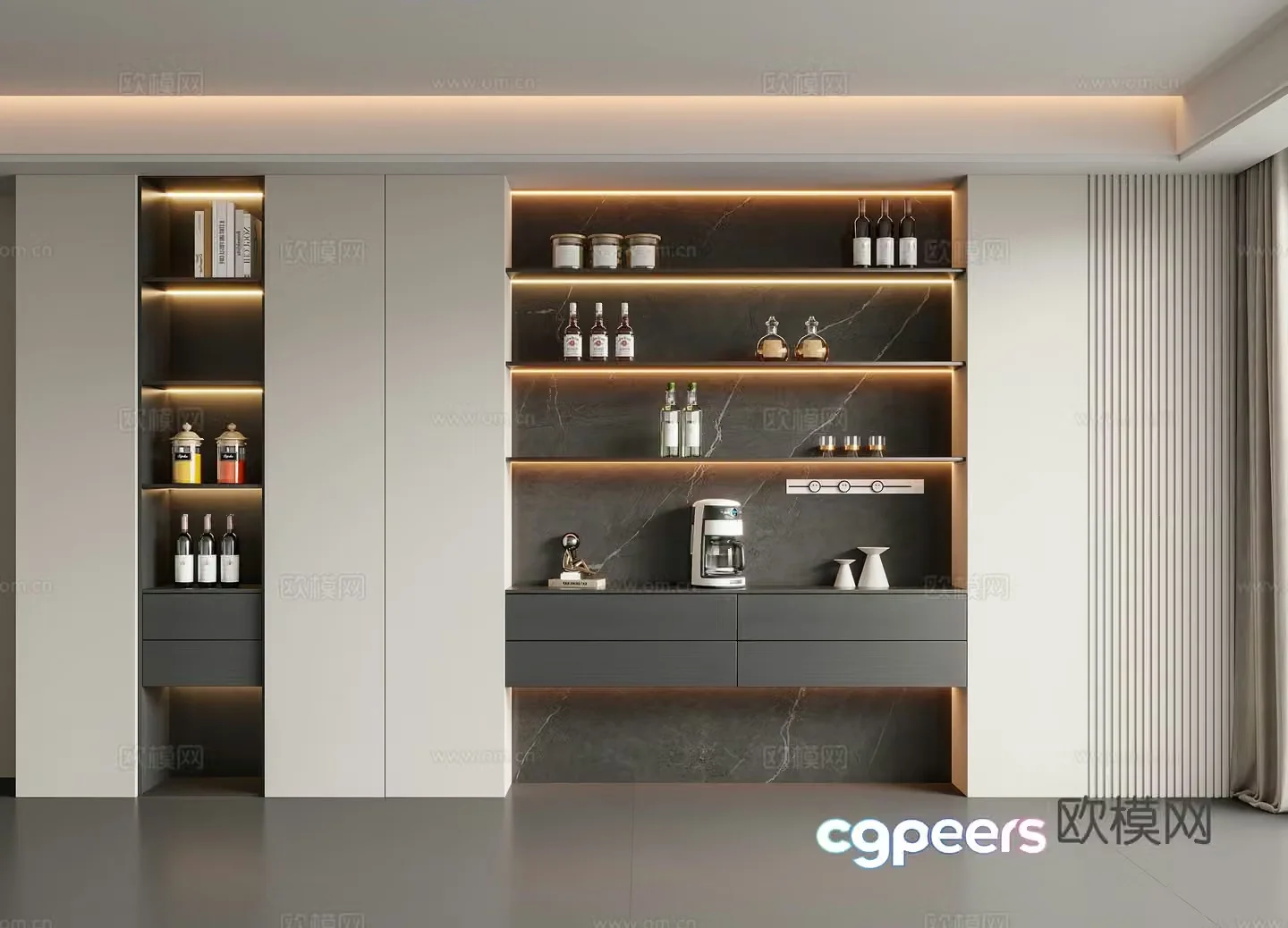 Modern sideboard wine cabinet 3d model