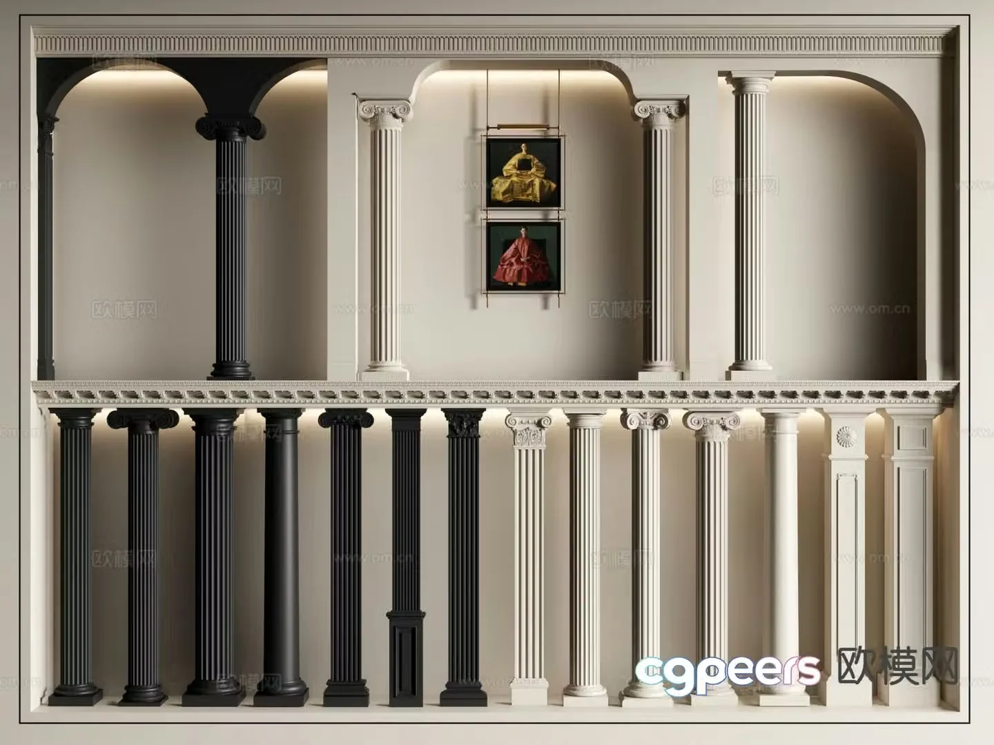 European columns Roman columns plaster columns 3D model