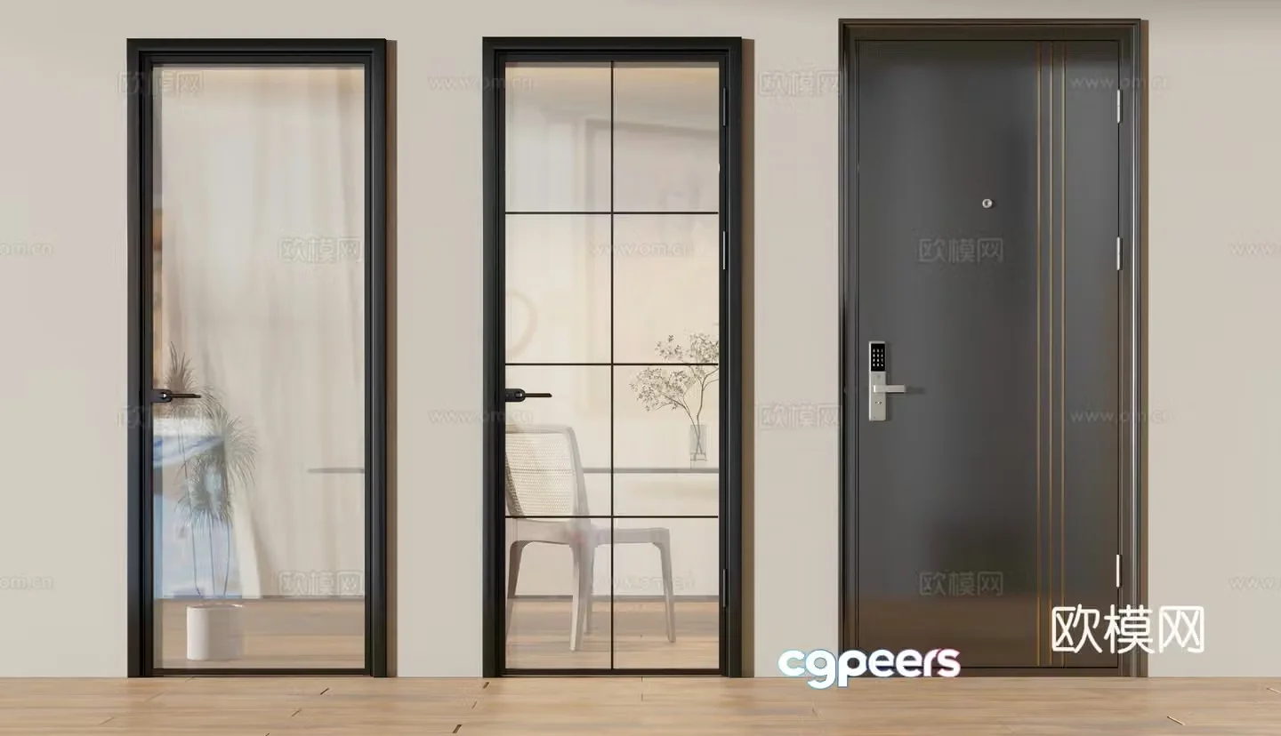 Modern door combination 3D model