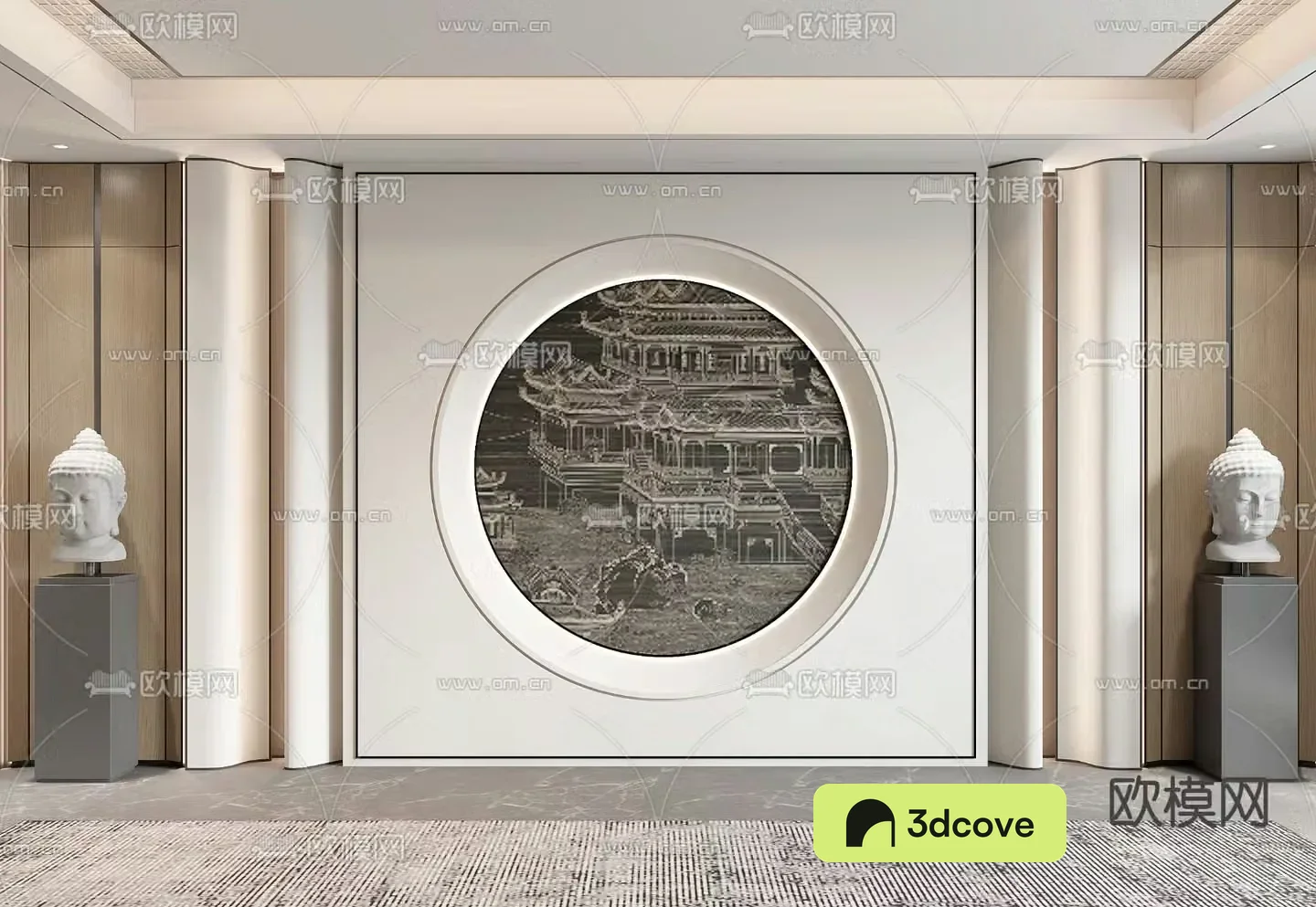 New Chinese style background wall sofa background