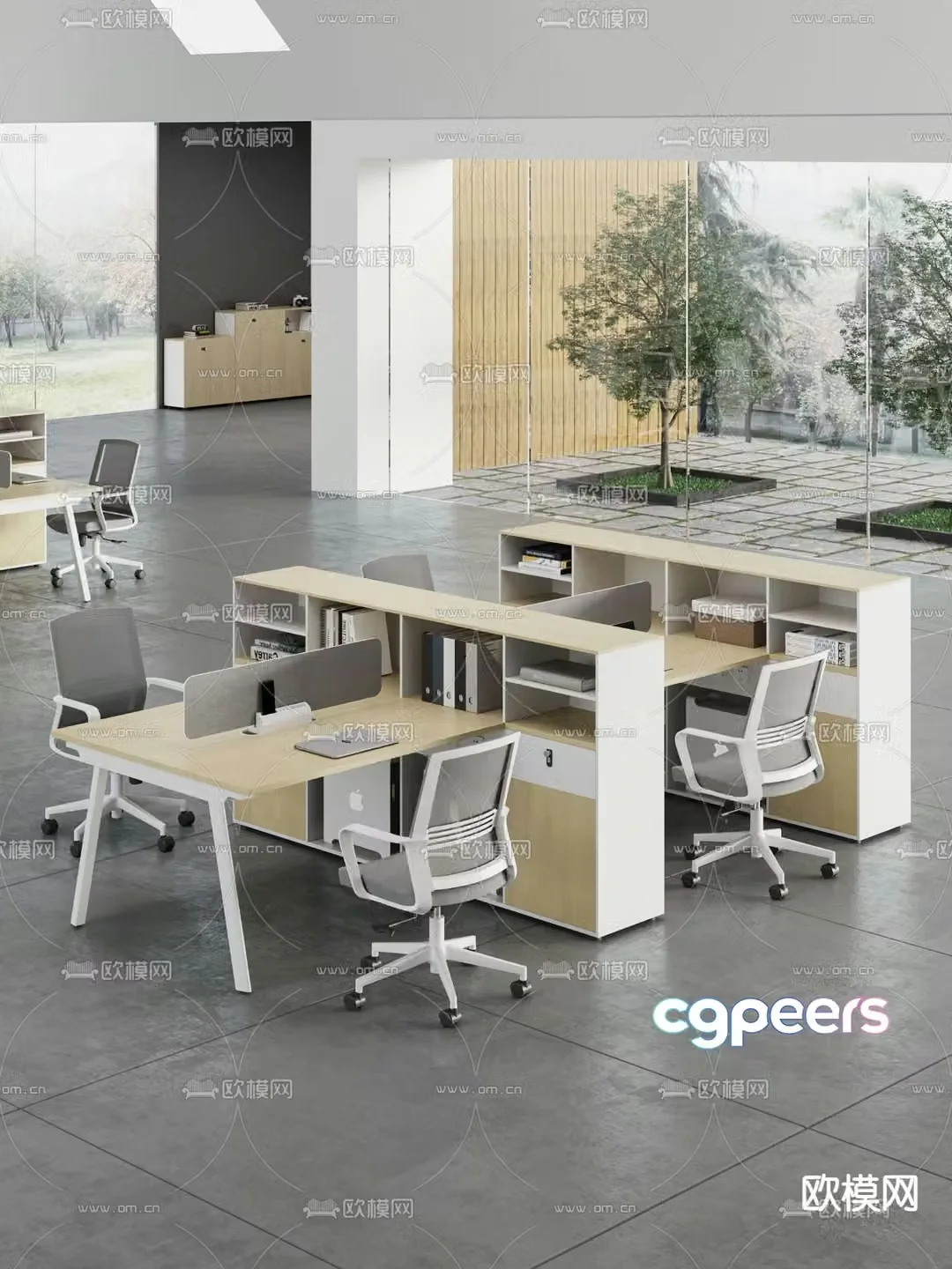 Office desk chair workstation desk 3D model