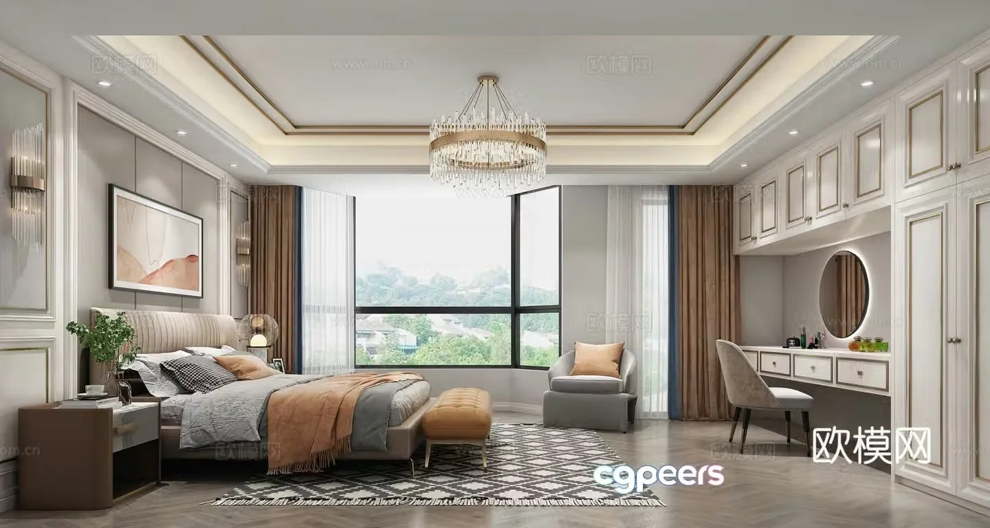 Modern American light luxury bedroom 3D model