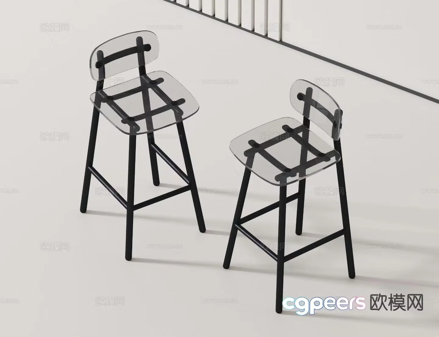 Modern acrylic bar stool bar stool 3d model