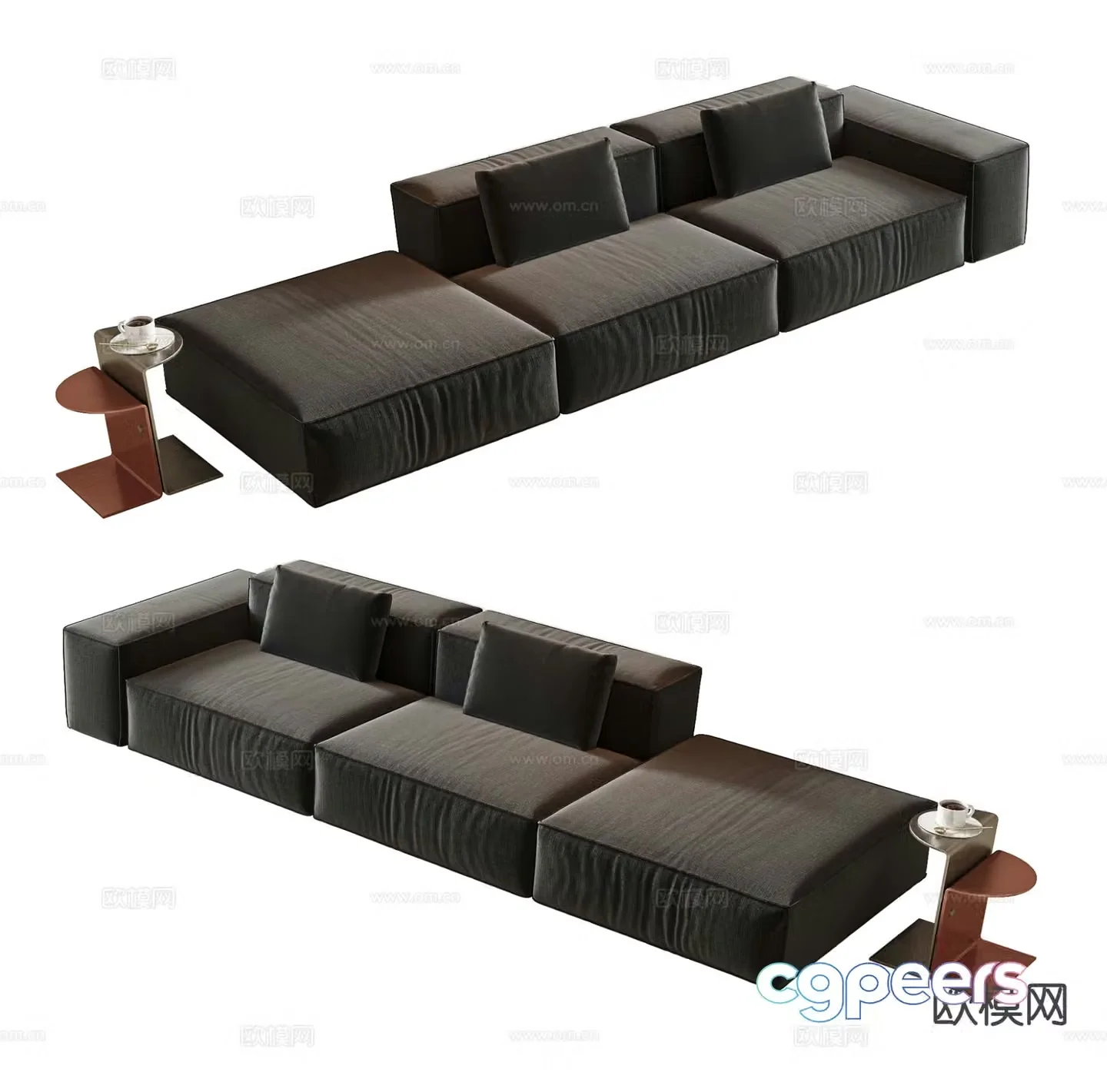 Three seater sofa upholstered sofa 3d model