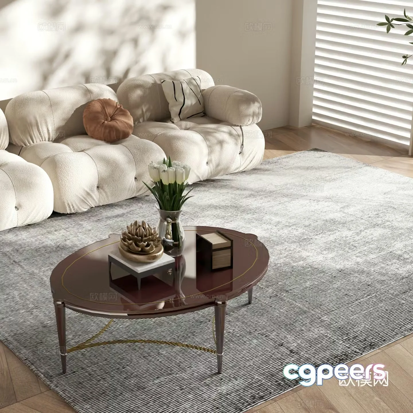 European oval coffee table 3D model