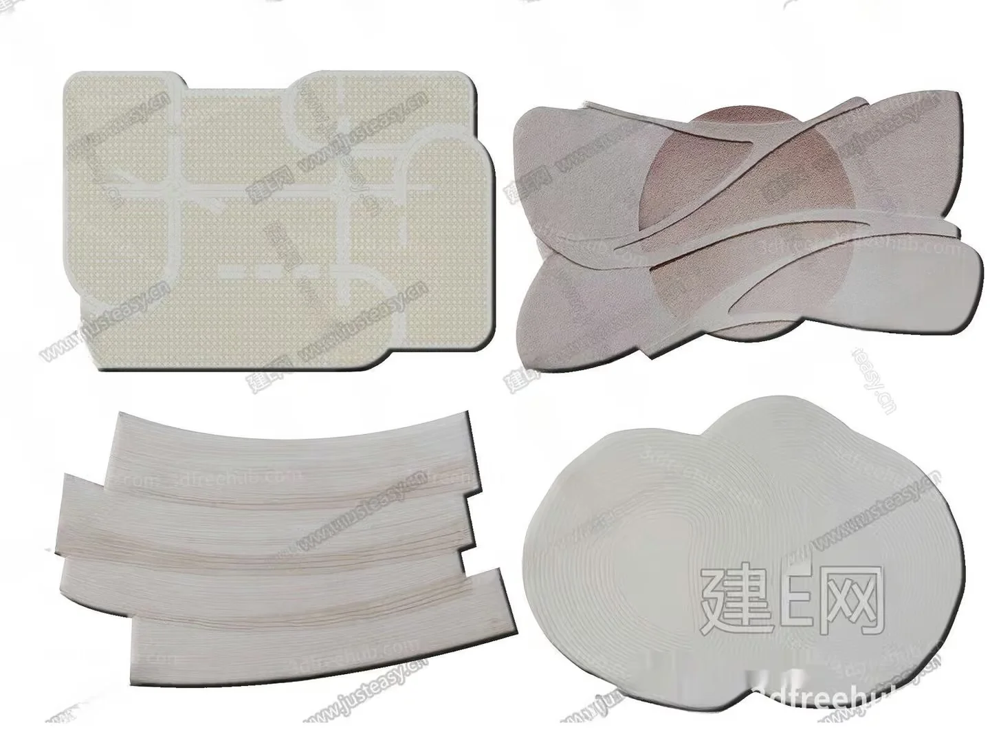 A Set Of Four White And Gray Pads 3D Model – 19263 – VRAY Render