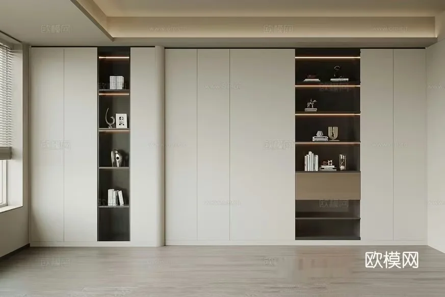 Modern Bookshelf With Lighting 3D Model – 18479 – VRAY Render
