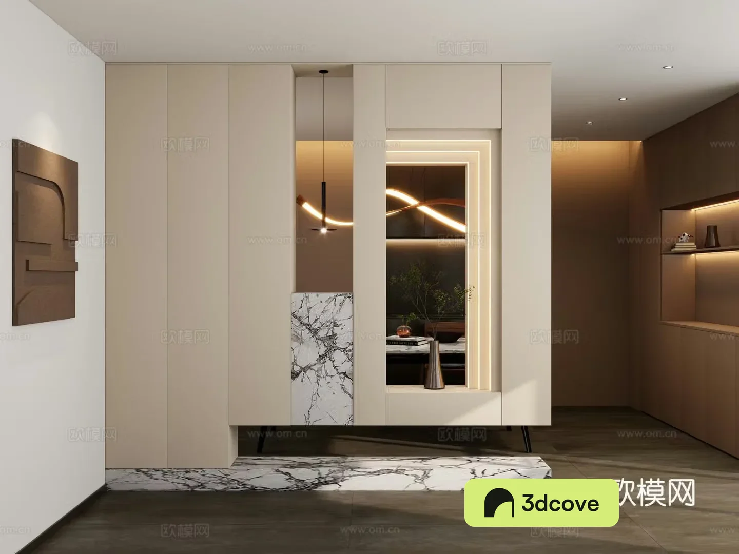 Italian style light luxury style Scapa stacked transparent view end view cabinet entrance partition entrance