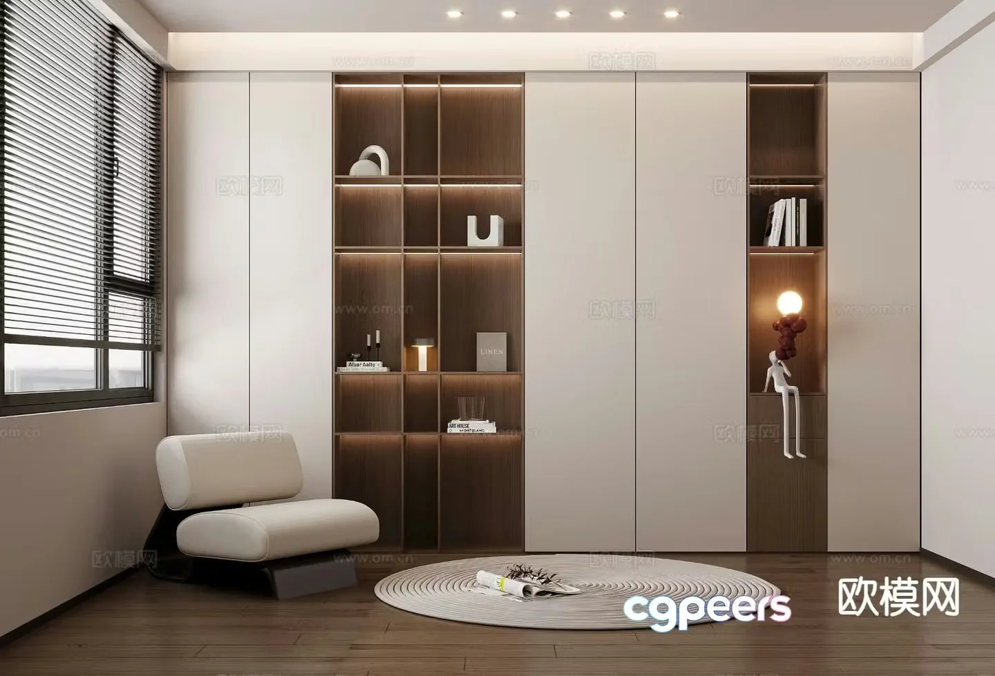 Modern study room 3d model