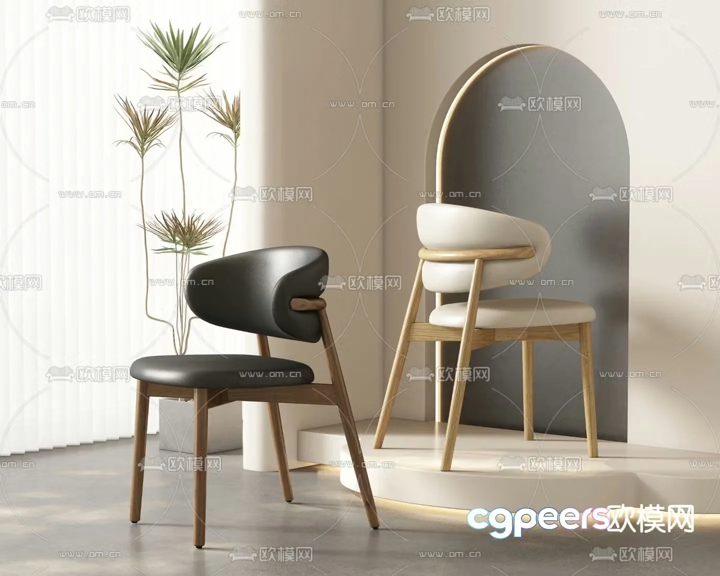 leather chair dining chair 3d model